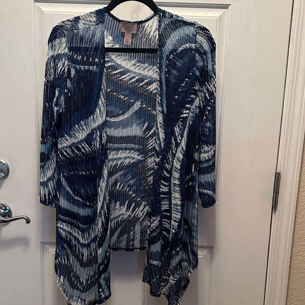 Chico's Navy and White Knit Cardigan, Size 0 (Chico’s)